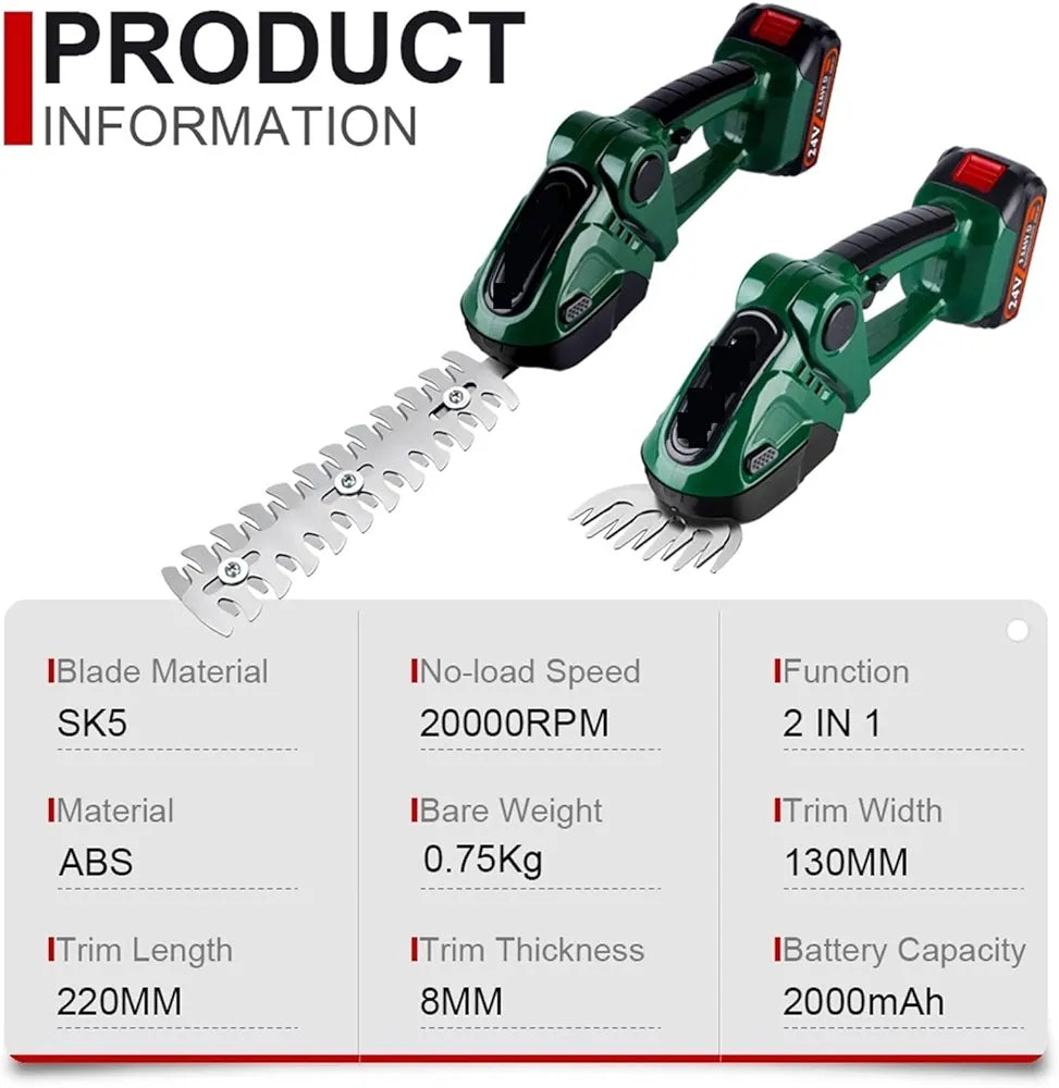 🌿 TAILLE-HAIE &amp; COUPE-HERBE ÉLECTRIQUE 2-EN-1 – 24V | PUISSANT, PRÉCIS ET SANS FIL