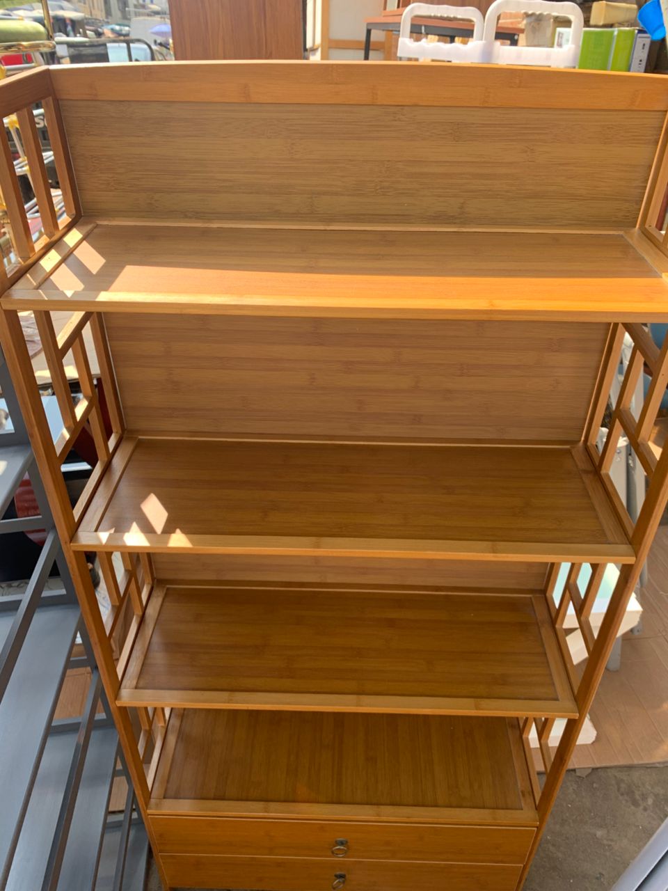 ⭐ ÉTAGÈRE MULTIFONCTION EN BAMBOU – 5 NIVEAUX + 2 TIROIRS