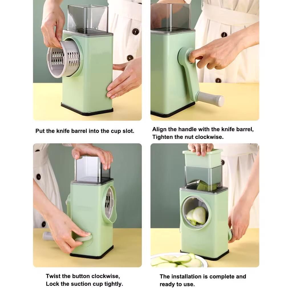 🥕 COUPE-LÉGUMES ROTATIF 3 EN 1 – L’ACCESSOIRE QUI TRANSFORME VOTRE CUISINE !